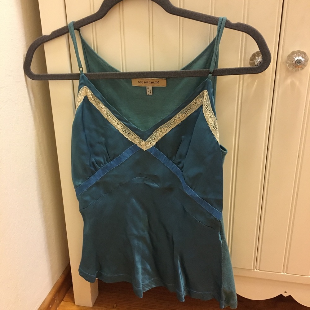 See by Chloe blue lace tank